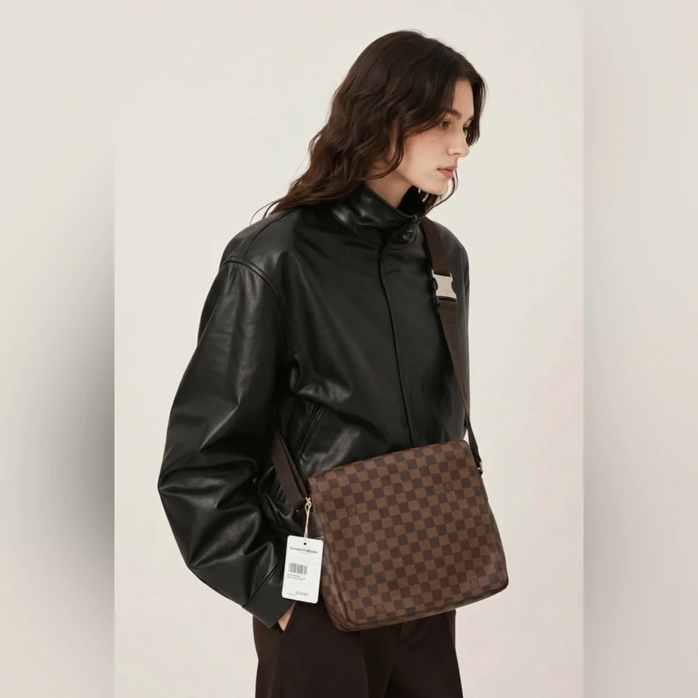 Pre-Love Louis Vuitton Naviglio Messenger Bag in the iconic Damier Ebene